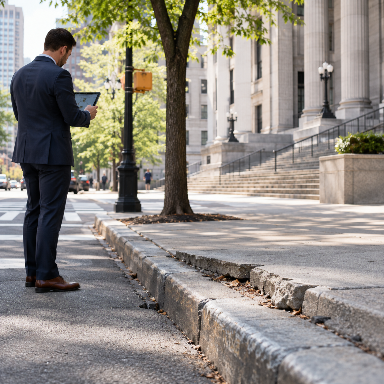 Documenting a Damaged Courthouse Sidewalk-4